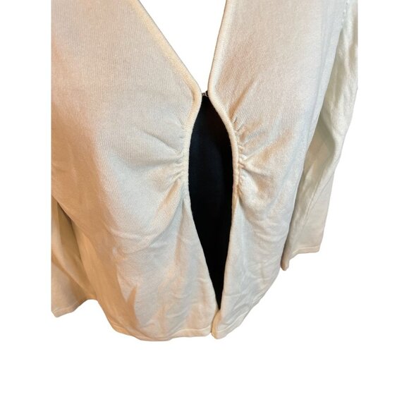 Liz Claiborne White Long Sleeve Cardigan Sweater Hook Eye Closure Sz L - Picture 3 of 8